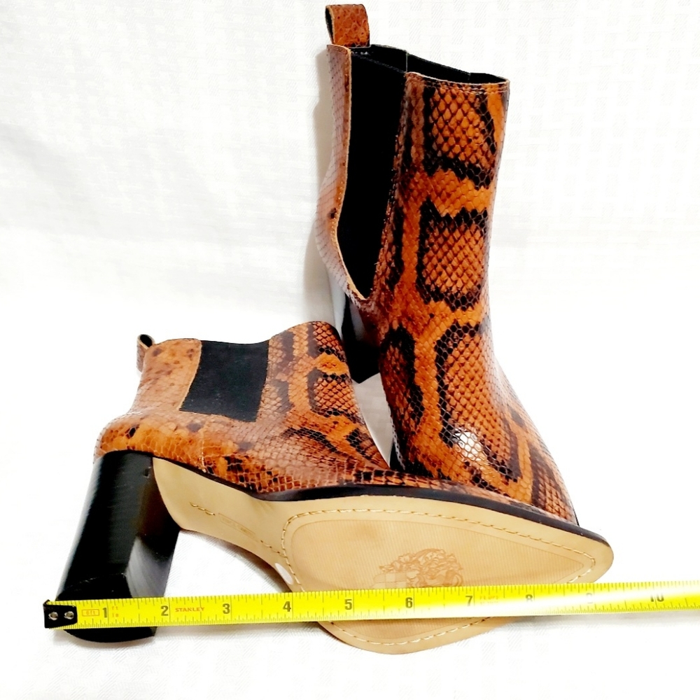 Vince Camuto Ellea Caramel Pull On Pointed Toe Block Heeled Ankle Boots  Size 7M - Picture 8 of 16